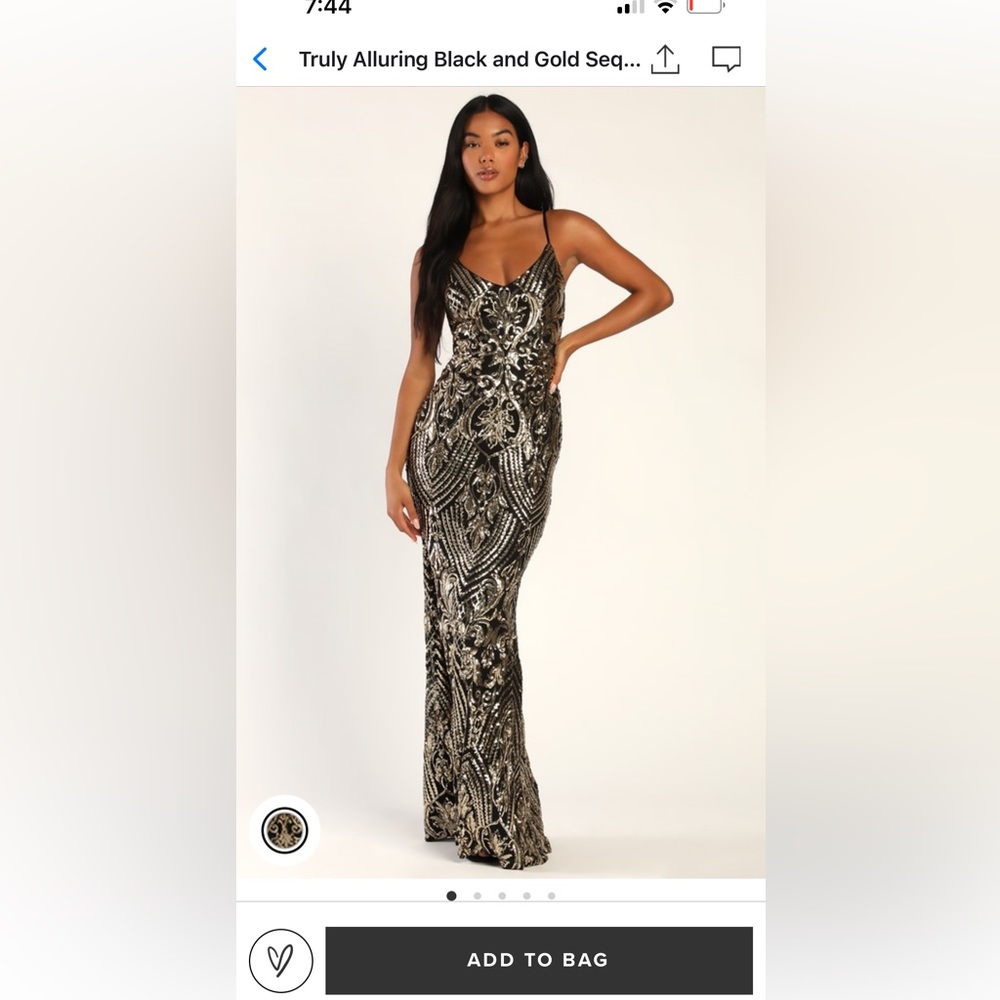 Lulus Truly Alluring Black and Gold Sequin Dress